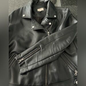 Loft Vegan Leather Cropped Moto Jacket, Size L